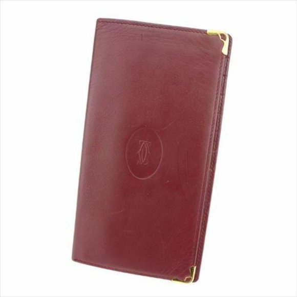 Cartier Handbags - Cartier Wallet Purse Mastline Red Gold leather Woman unisex Authentic Used